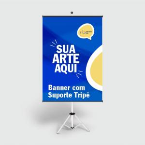 Banner com suporte em tripé LONA 600X900mm BANNER COM SUPORTE TRIPÉ 340g 4x0 Brilho Base articulada / 1 estágio regulador / bastão e cordão 