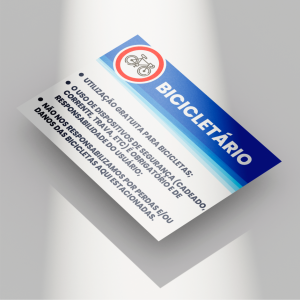 Placa Bicicletário PVC 2mm 30X20CM 4x0  Fita dupla face 