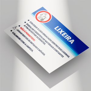 Placa Lixeira PVC 2mm 30X20CM 4x0  Fita dupla face 